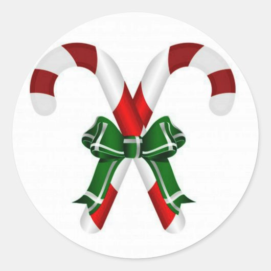 kerstkandystick met boog ronde sticker (Voorkant)