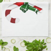 kerstkandystick met boog theedoek (Gevouwen)