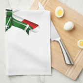 kerstkandystick met boog theedoek (Quarter Fold)