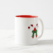 kerstkandystick met boog tweekleurige koffiemok (Voorkant rechts)