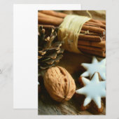 Kerstkaneelsticks en kerstaren briefpapier (Voorkant / Achterkant)