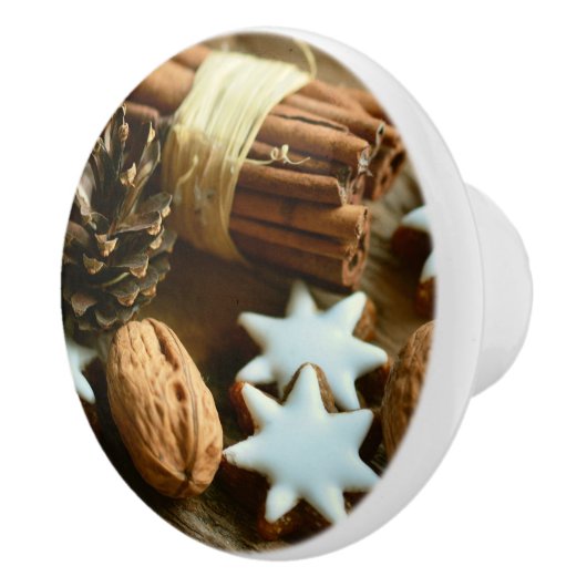 Kerstkaneelsticks en kerstaren keramische knop (Rechts)