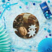 Kerstkaneelsticks en kerstaren papieren bordje (Feest)