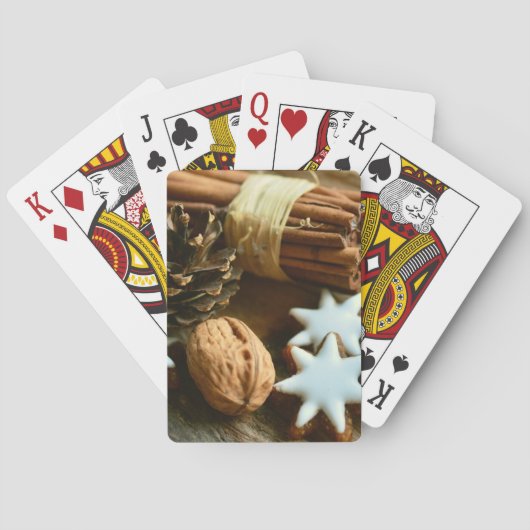 Kerstkaneelsticks en kerstaren pokerkaarten (Achterkant)