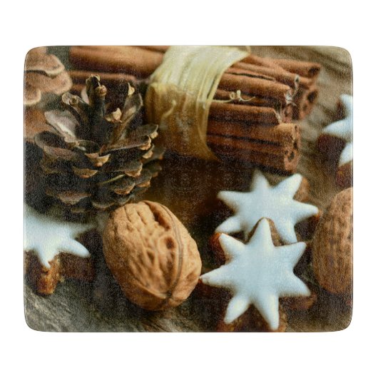 Kerstkaneelsticks en kerstaren snijplank (Voorkant)