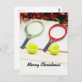 Kerstkaneelversiering met tennisbal met racket briefkaart (Voorkant / Achterkant)