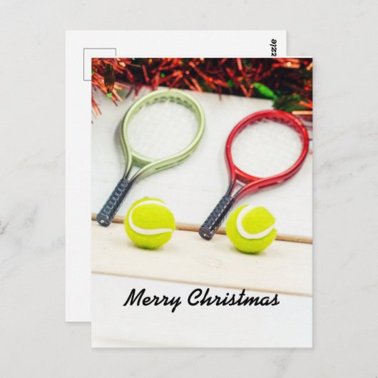 Kerstkaneelversiering met tennisbal met racket briefkaart (Voorkant / Achterkant)