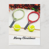 Kerstkaneelversiering met tennisbal met racket briefkaart (Voorkant)