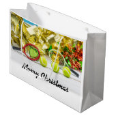 Kerstkaneelversiering met tennisbal met racket groot cadeauzakje (Voorkant Gekanteld)