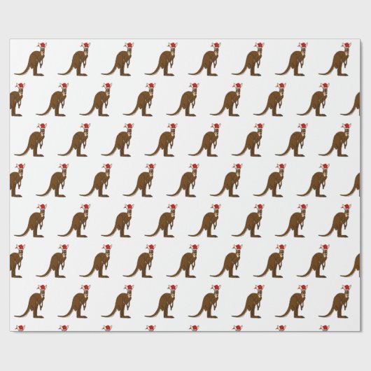 kerstkangaroo-papier cadeaupapier (Vlak)