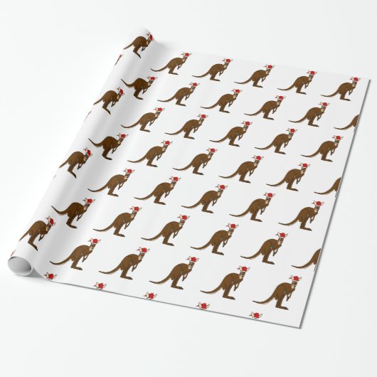 kerstkangaroo-papier cadeaupapier (Uitgerold)