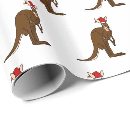 kerstkangaroo-papier cadeaupapier (Rol Hoek)