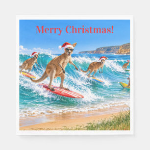 Kerstkangoeroe die surft bij Bells Beach Servet