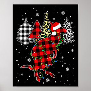 Kerstkangoeroe Dieren Kerstmis Buffalo Plaid Luipa Poster