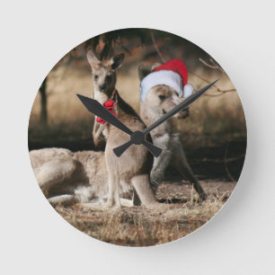 Kerstkangoeroes Australische stijl Ronde Klok