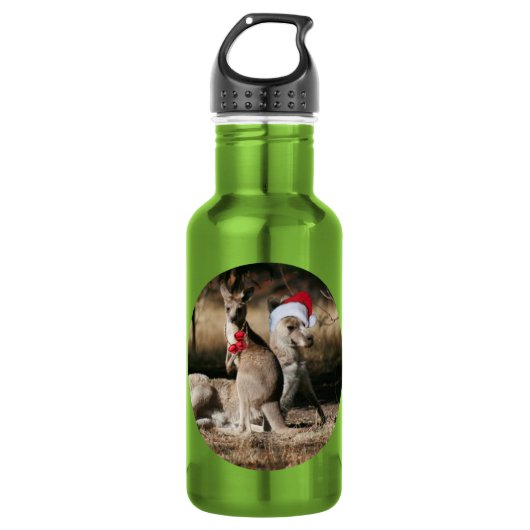 Kerstkangoeroes Australische stijl Waterfles (Voorkant)