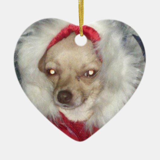 Kerstkanhuahua Heart Ornament (Voorkant)