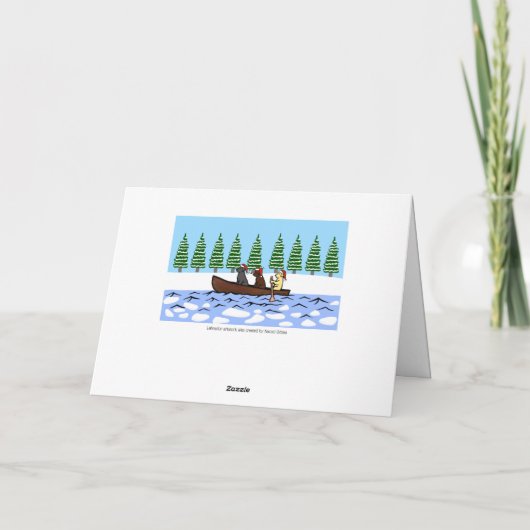 Kerstkanoën Labradors Kaart (Achterkant)