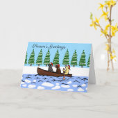 Kerstkanoën Labradors Kaart (Gele Bloem)