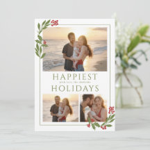 KERSTKANS MET FOTOVAKKEN EN BLADEREN RAND