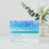 KERSTKANS | Tropisch Turquoise Blauwe Florida Stra Feestdagenkaart (Staand voorkant)