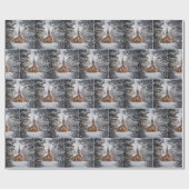 Kerstkapel in sneeuw cadeaupapier (Vlak)