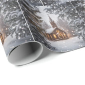 Kerstkapel in sneeuw cadeaupapier (Rol Hoek)