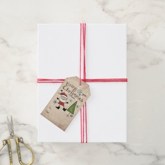 kerstkar cadeaulabel (Met Touw)