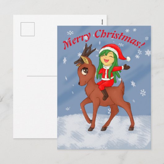 kerstkar feestdagenkaart (Voorkant / Achterkant)