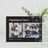 kerstkar | Moderne sneeuwvlokken Foto Feestdagenkaart (Staand voorkant)