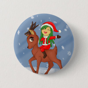 kerstkar ronde button 5,7 cm
