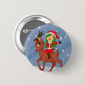kerstkar ronde button 5,7 cm (Voorkant /achterkant)
