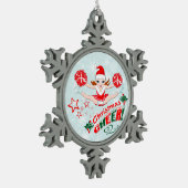 kerstkar tin sneeuwvlok ornament (Links)