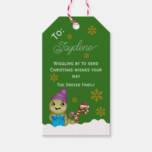 Kerstkarakter Met Suikerstok Cadeaulabel (Voorkant)