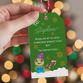 Kerstkarakter Met Suikerstok Cadeaulabel