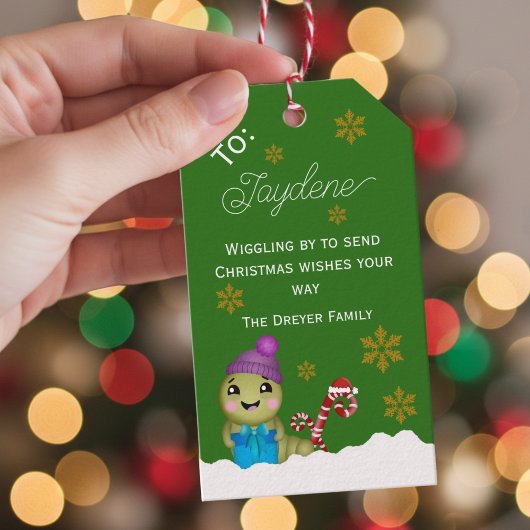 Kerstkarakter Met Suikerstok Cadeaulabel