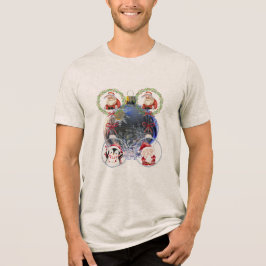 Kerstkarakters op een sneeuwvlokkerornament Tri-Blend shirt