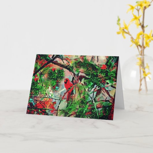 Kerstkardinaal Bird Faith Kaart John 3:16 (Gele Bloem)