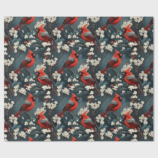 kerstkardinaal cadeaupapier (Vlak)