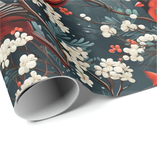 kerstkardinaal cadeaupapier (Rol Hoek)