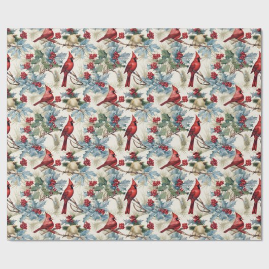 kerstkardinaal cadeaupapier (Vlak)