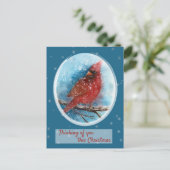 Kerstkardinaal denken van jullie feestdag feestdagenkaart (Staand voorkant)