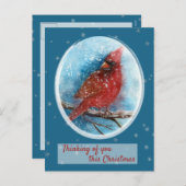 Kerstkardinaal denken van jullie feestdag feestdagenkaart (Voorkant / Achterkant)