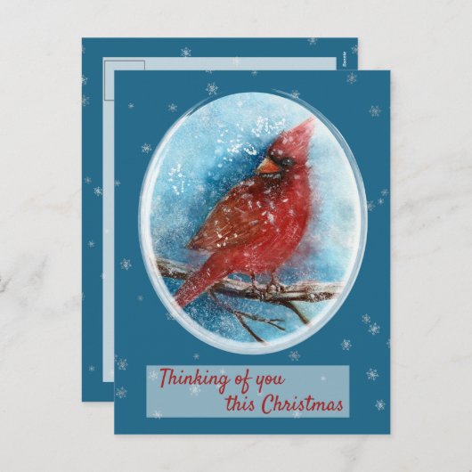 Kerstkardinaal denken van jullie feestdag feestdagenkaart (Voorkant / Achterkant)