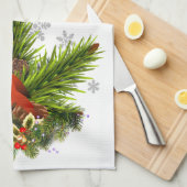 Kerstkardinaal en Greenery Theedoek (Quarter Fold)