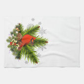 Kerstkardinaal en Greenery Theedoek (Horizontaal)