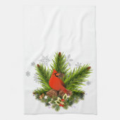 Kerstkardinaal en Greenery Theedoek (Verticaal)