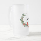 Kerstkardinaal en Holly Matglas Bierpul (Voorkant links)