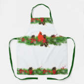 Kerstkardinaal en Kerstgroen / Wit Schort (Voorkant)