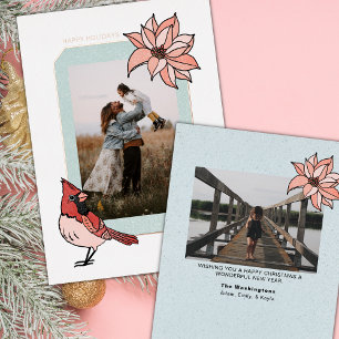 Kerstkardinaal Geometrische foto-Lijst Folie Feestdagenkaart